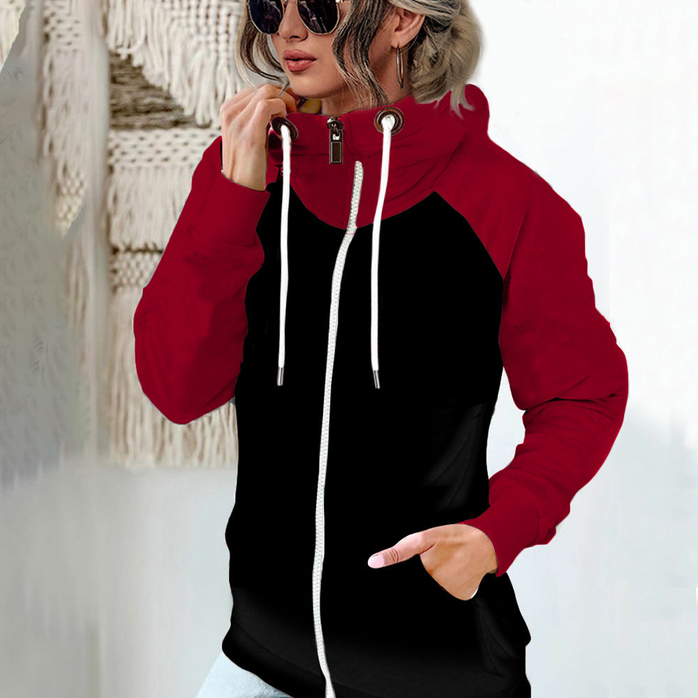 Grand sweat à capuche femme hiver manches longues poche zippée ample grand sweat