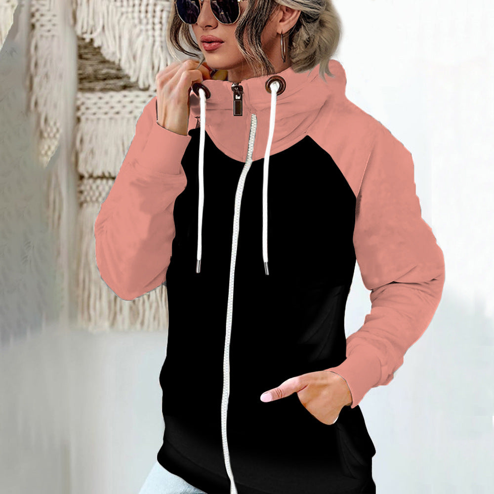 Grand sweat à capuche femme hiver manches longues poche zippée ample grand sweat