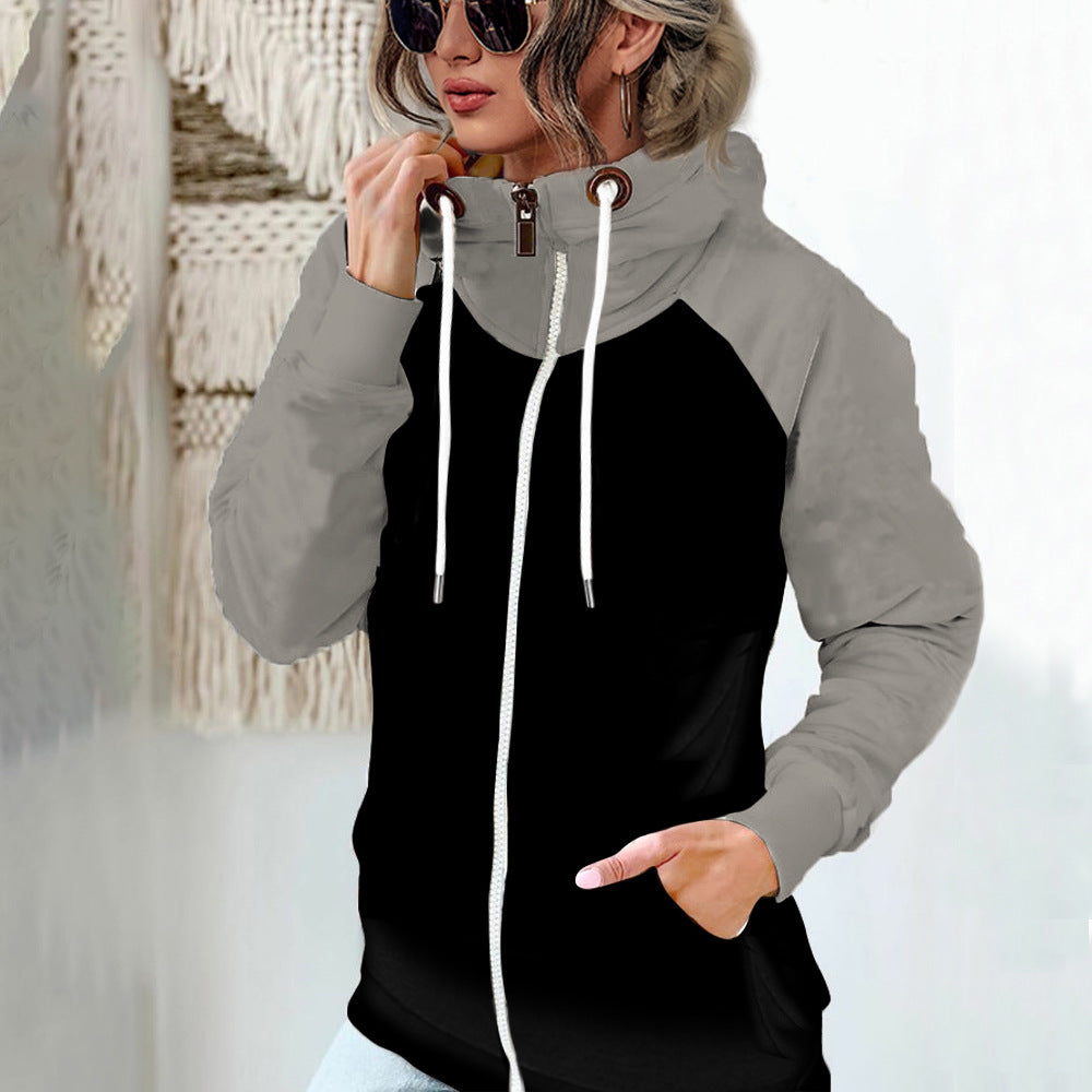 Grand sweat à capuche femme hiver manches longues poche zippée ample grand sweat