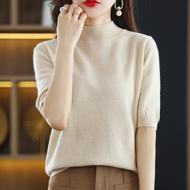 Pull en maille à manches courtes pour femmes