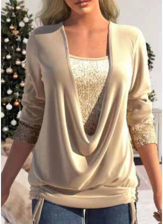 Haut à Sequins Bordeaux à Manches Longues