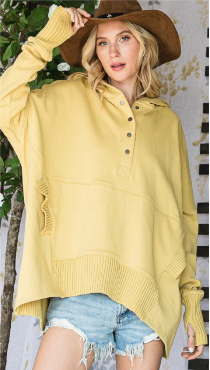 Pull à capuche avec trou pour le pouce en tissu éponge