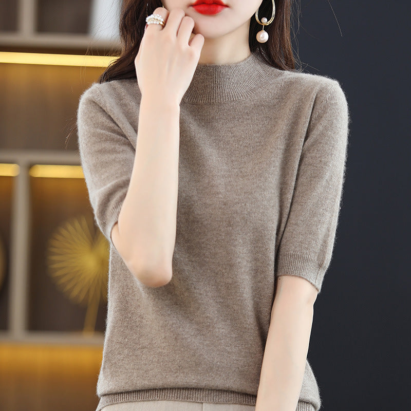 Pull en maille à manches courtes pour femmes