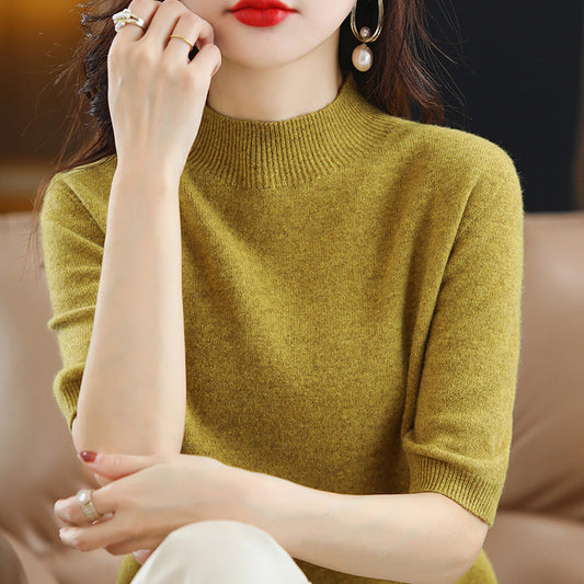 Pull en maille à manches courtes pour femmes