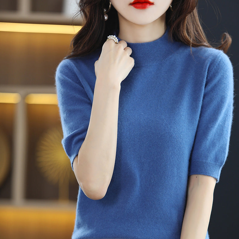 Pull en maille à manches courtes pour femmes