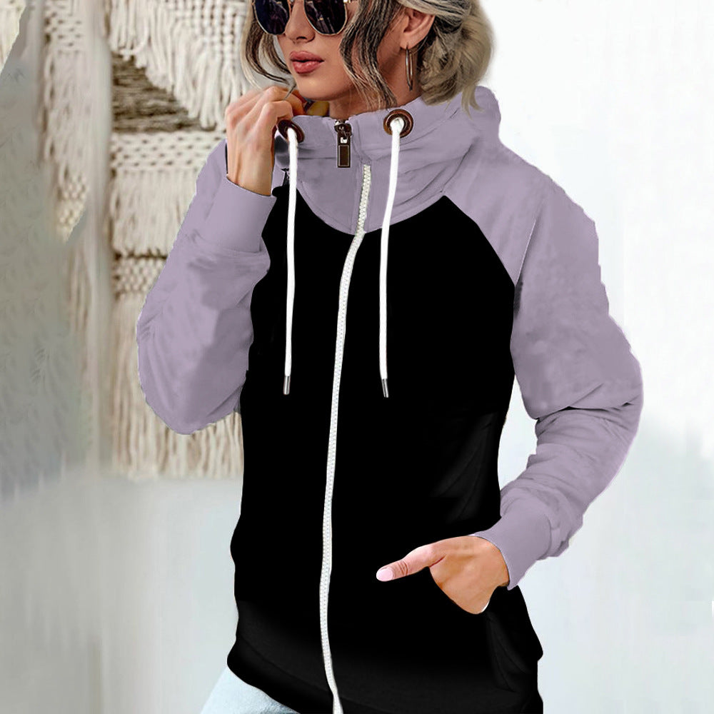 Grand sweat à capuche femme hiver manches longues poche zippée ample grand sweat