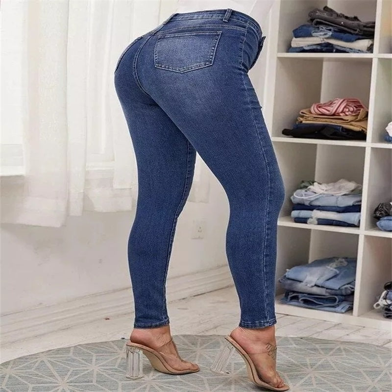 Cripes Jean skinny taille haute à double boutonnage