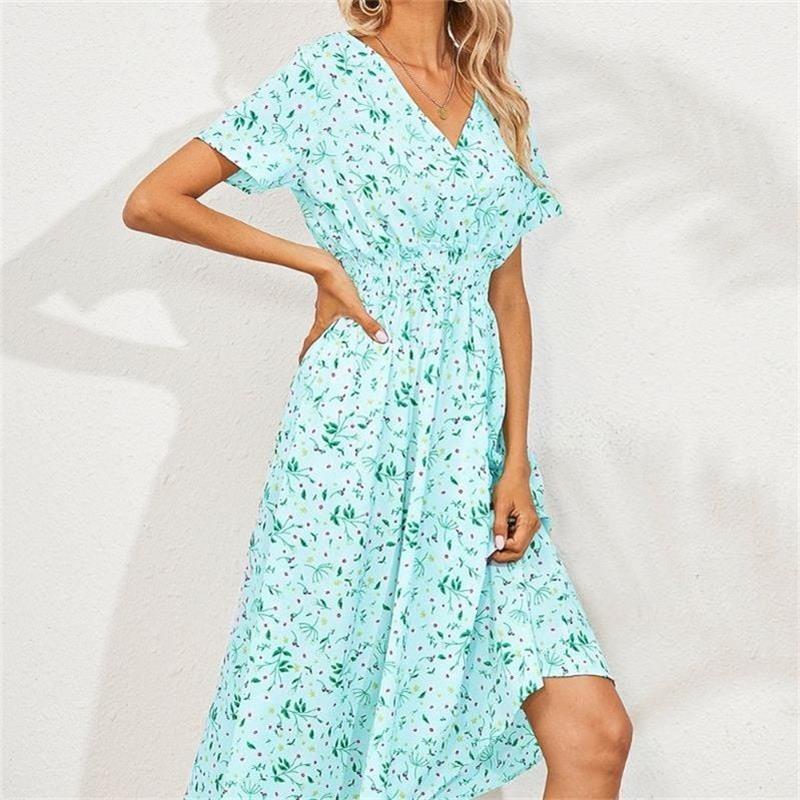 Robe trapèze à taille élastique à imprimé floral