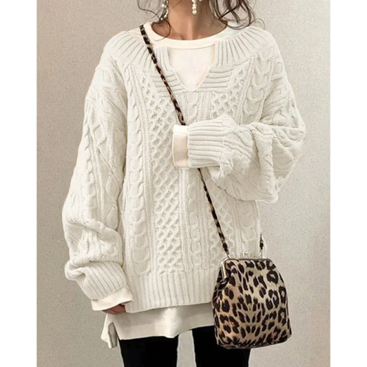 Veala | Effen kabelgebreide trui