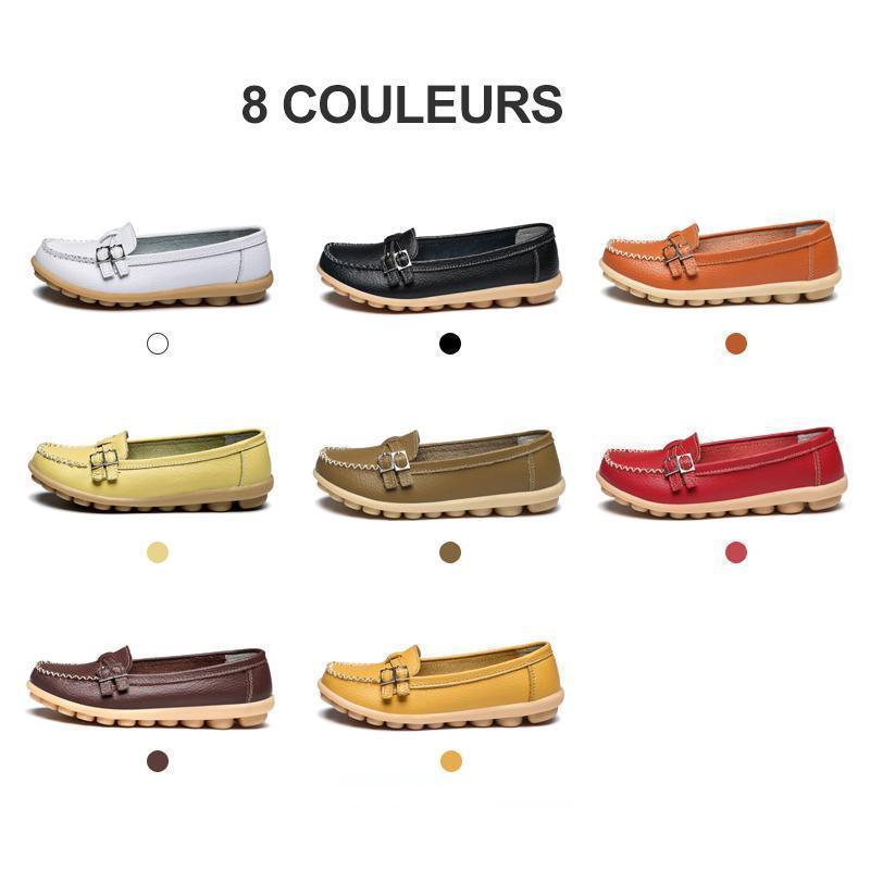 Cripes Mocassin Femme en Cuir, Chaussures Femme en Cuir Confortables