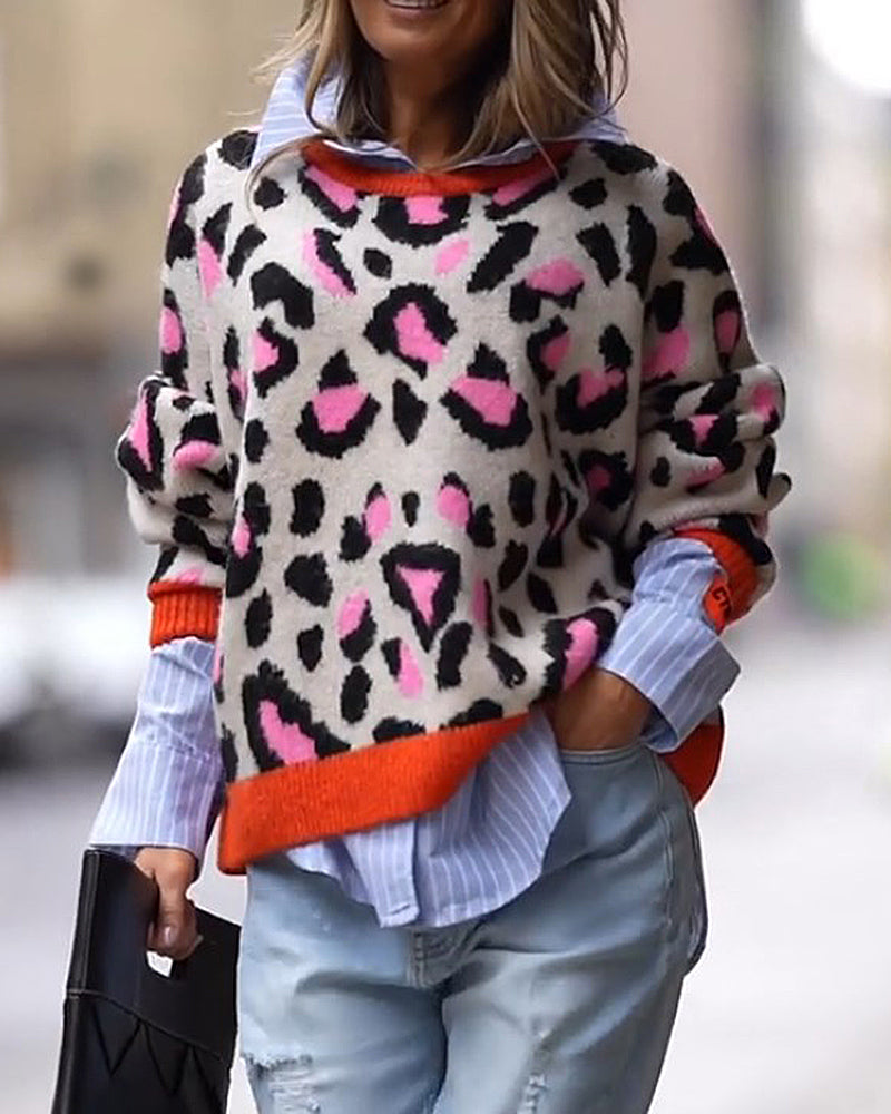 Luipaard Pull-over met lange mouwen