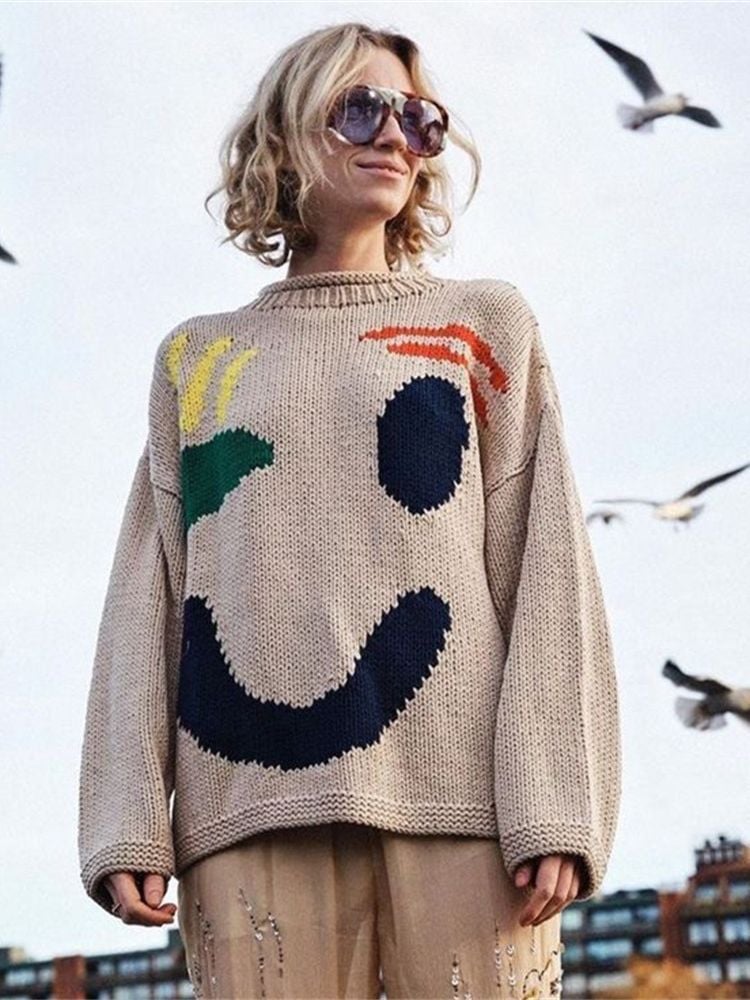 Joyeux dimanche-Pull en Tricot pour Femmes