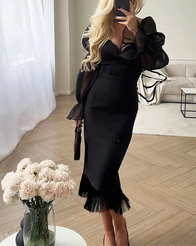 Meike | Elegante Slanke jurk met pofmouwen