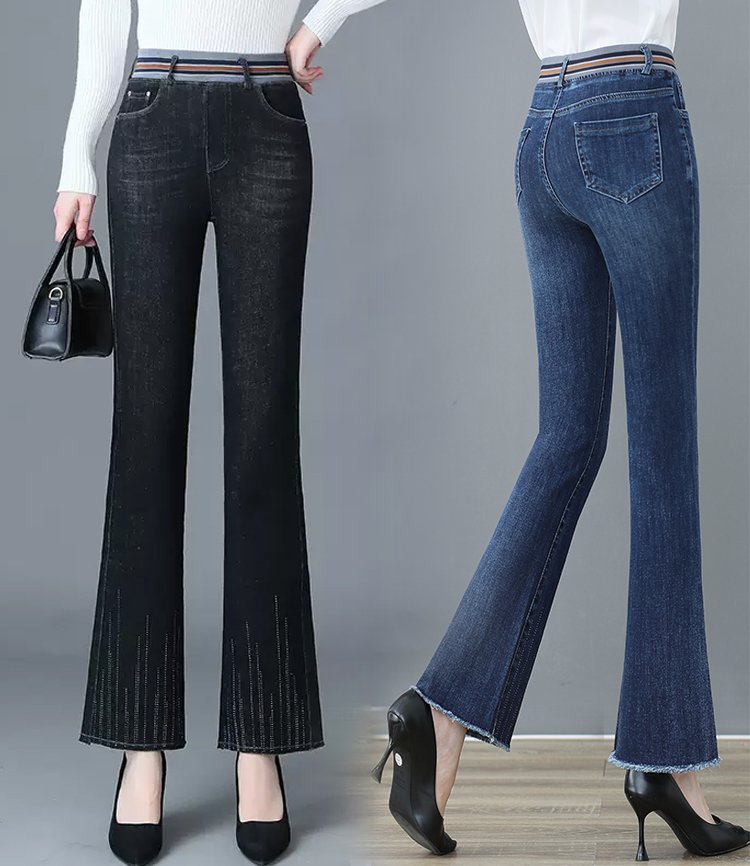 Cripes Pantalon évasé en dentelle élastique à taille haute à la mode