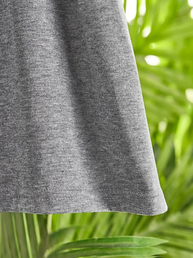 T-shirt décontracté à manches longues et col rond de couleur unie