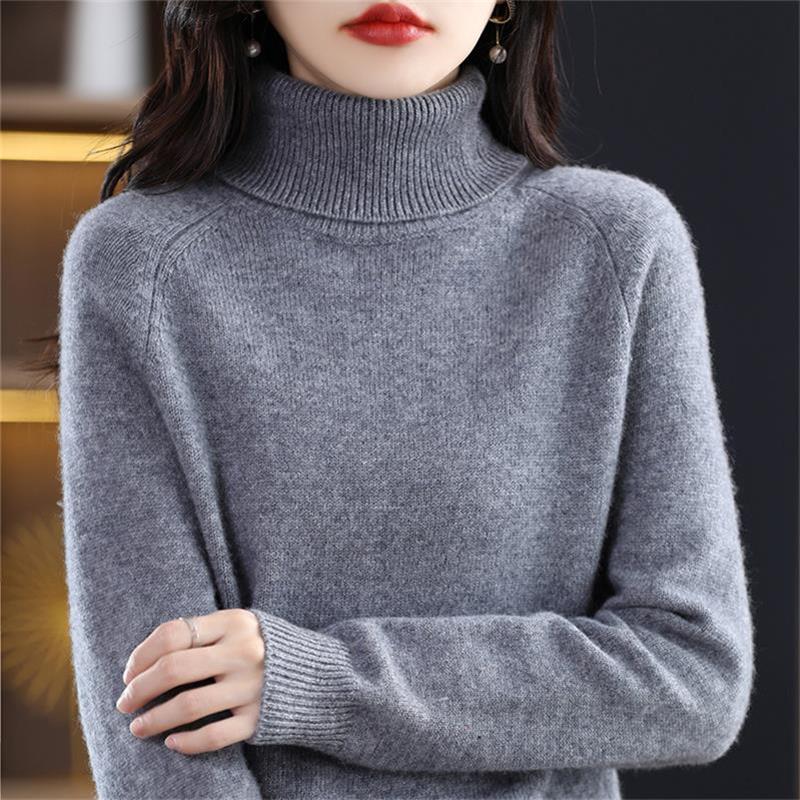Pull en laine à col montant pour femme