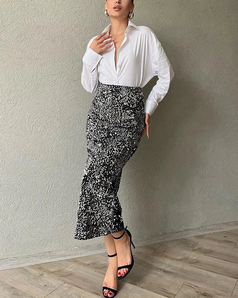 Zoë | Elegante midirok met pailletten