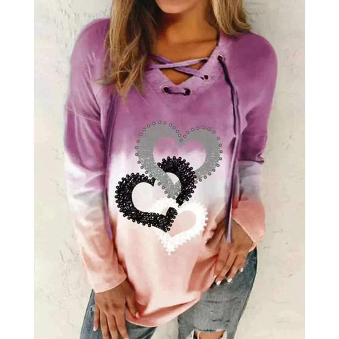 Veala | Trui met lange mouwen en hartjesprint