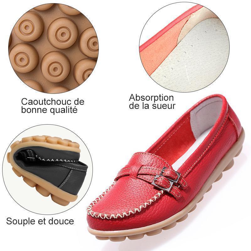 Cripes Mocassin Femme en Cuir, Chaussures Femme en Cuir Confortables