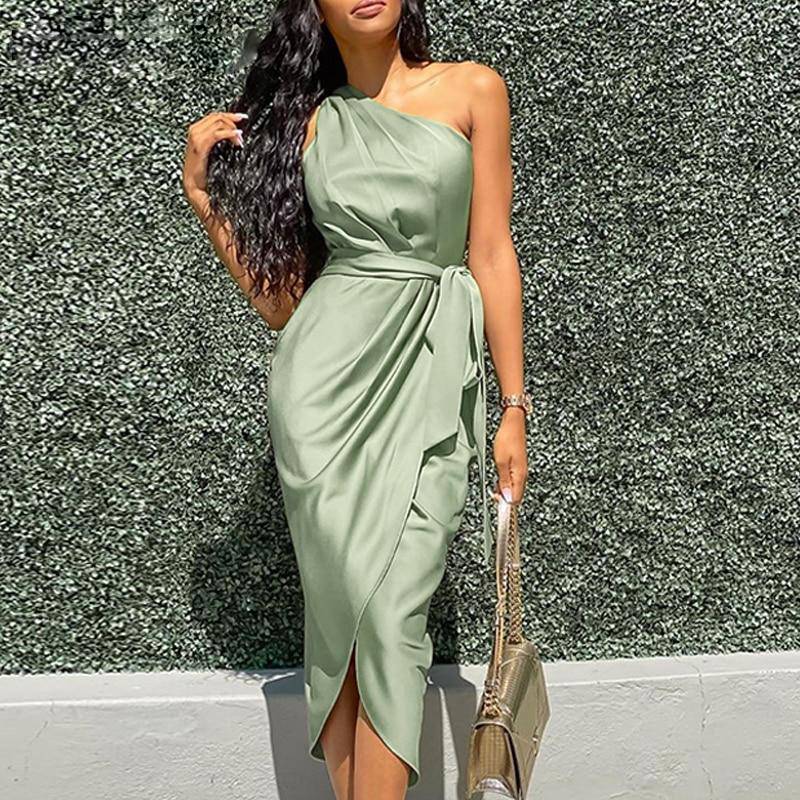 Nina | Asymmetrische mouwloze bodycon damesjurk met één schouder