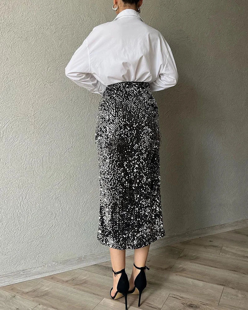 Zoë | Elegante midirok met pailletten