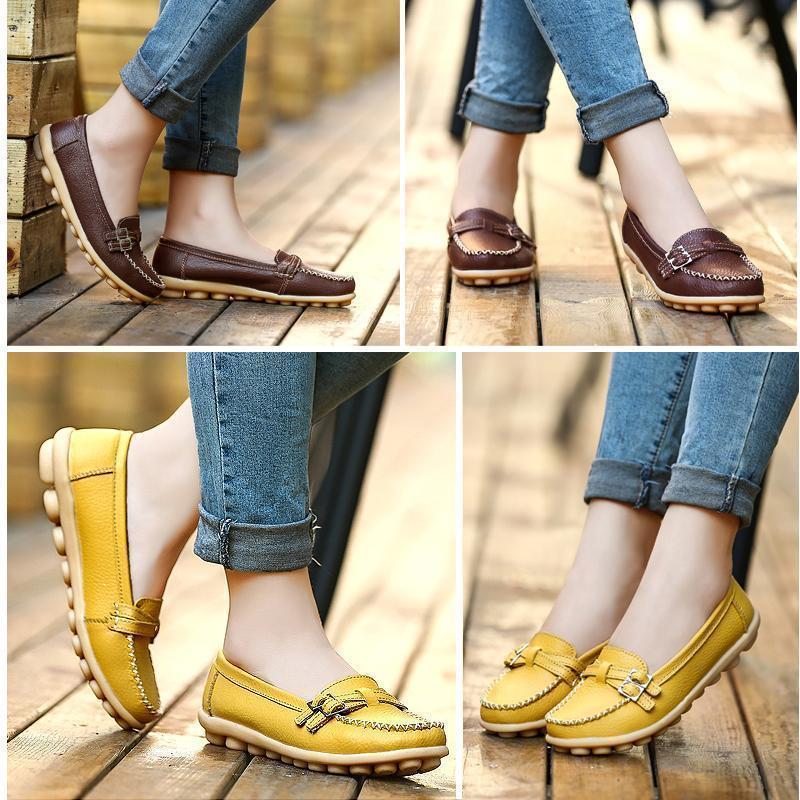 Cripes Mocassin Femme en Cuir, Chaussures Femme en Cuir Confortables