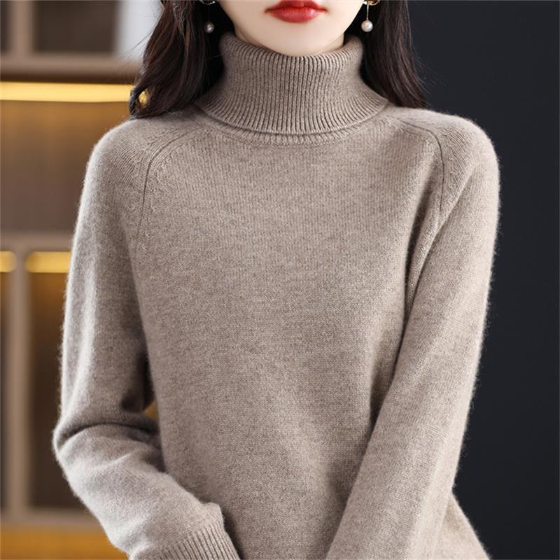Pull en laine à col montant pour femme