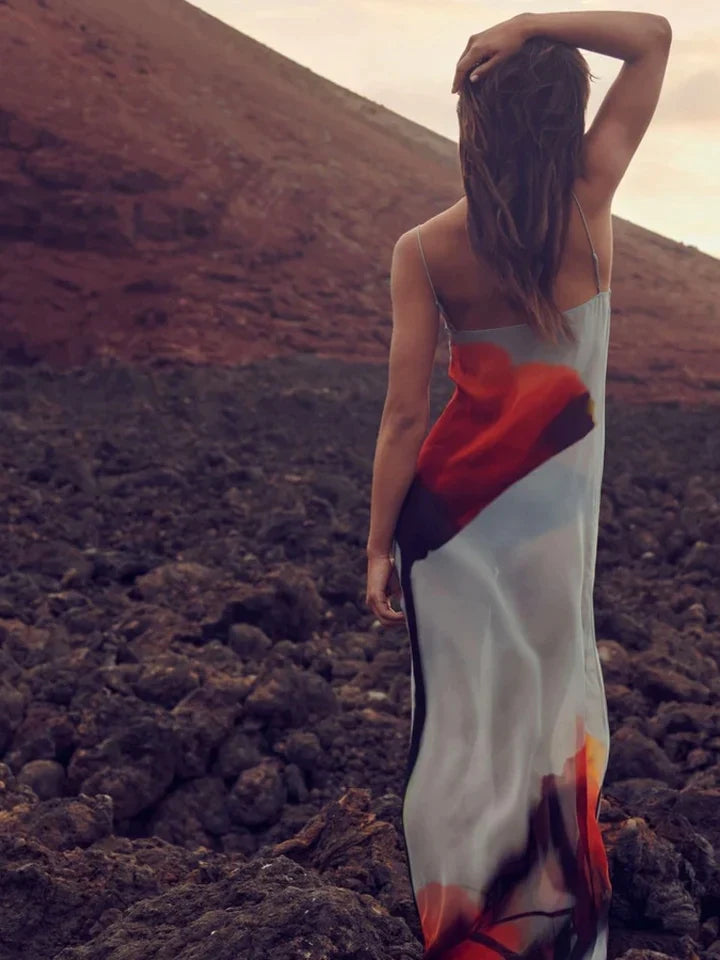 Emery | JURK MET SPAGHETTIBANDJES EN BLOEMENPRINT