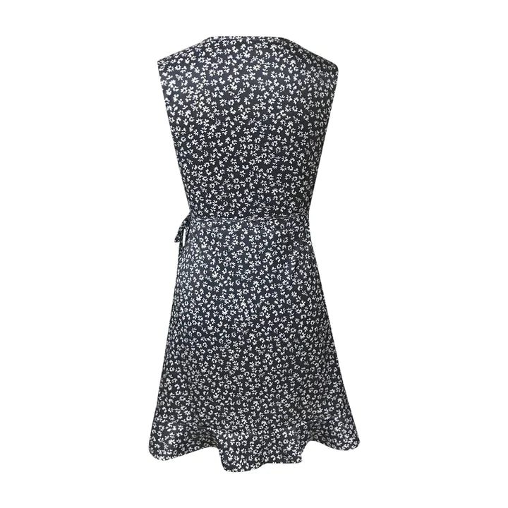 Grace | DAMES JURK MET POLKA DOT BLOEMENPRINT, V-HALS EN VETERSLUITING