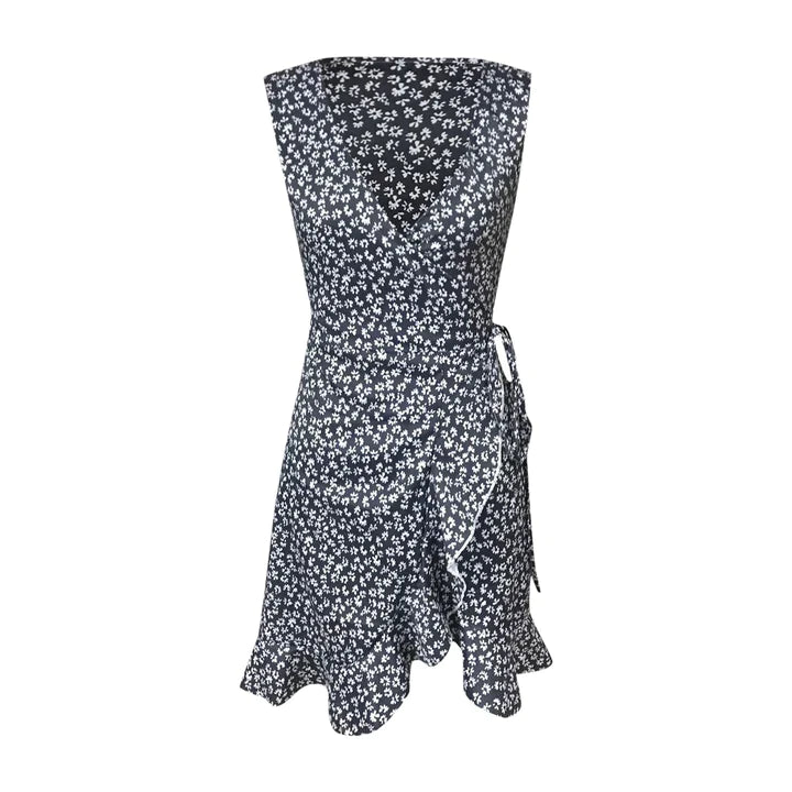 Grace | DAMES JURK MET POLKA DOT BLOEMENPRINT, V-HALS EN VETERSLUITING