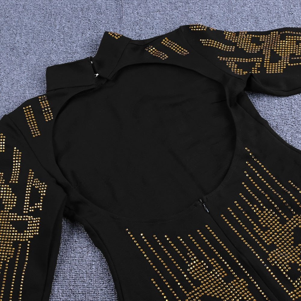 Rose | Glanzende strass bandage mini-jurk