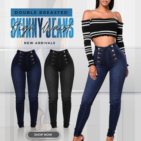 Cripes Jean skinny taille haute à double boutonnage