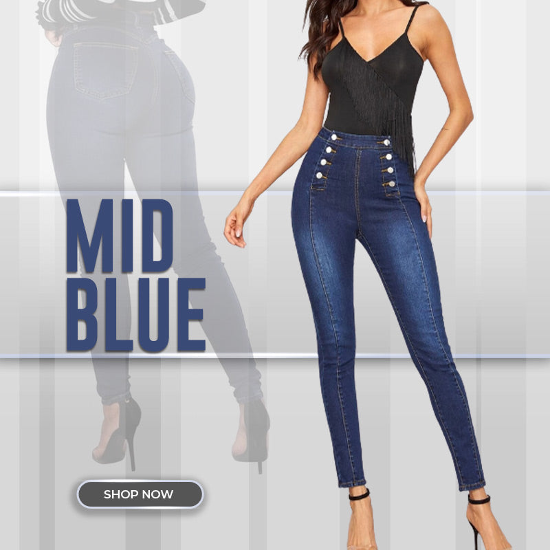 Cripes Jean skinny taille haute à double boutonnage