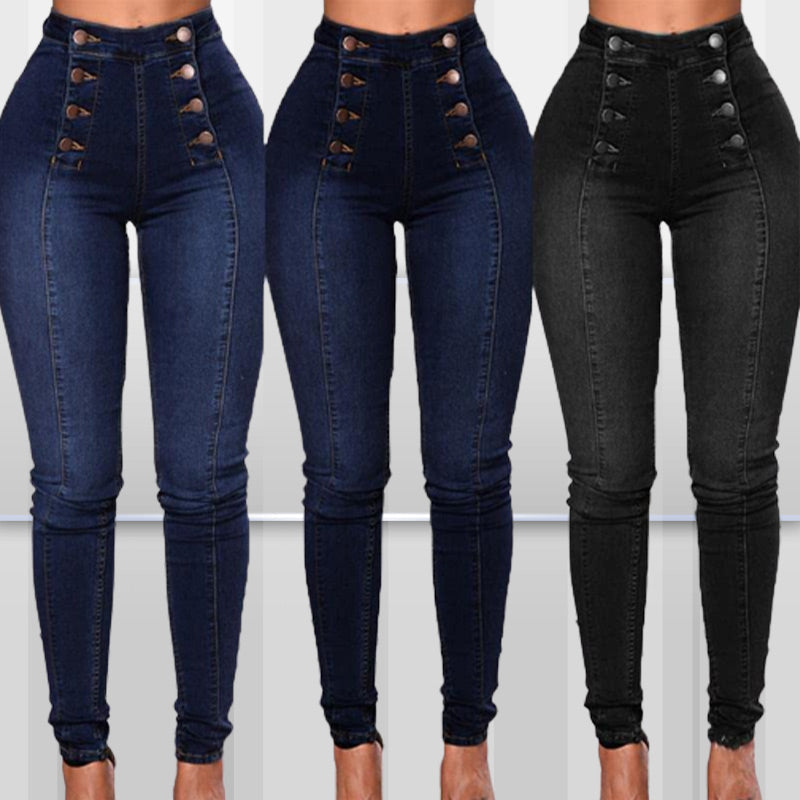 Cripes Jean skinny taille haute à double boutonnage