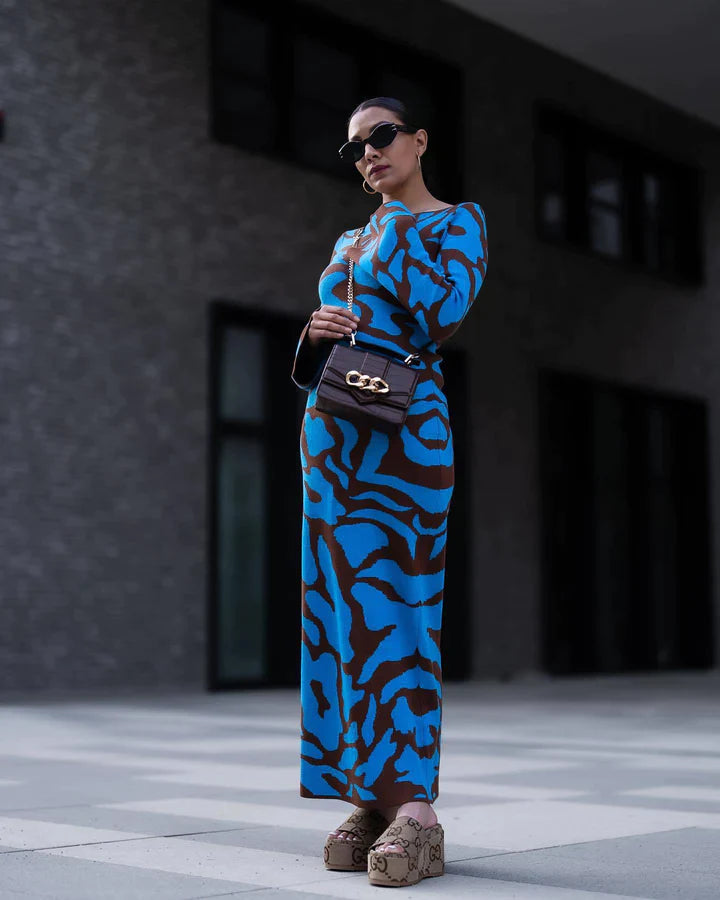 Gabriela | HERFST JACQUARD GEBREIDE JURK