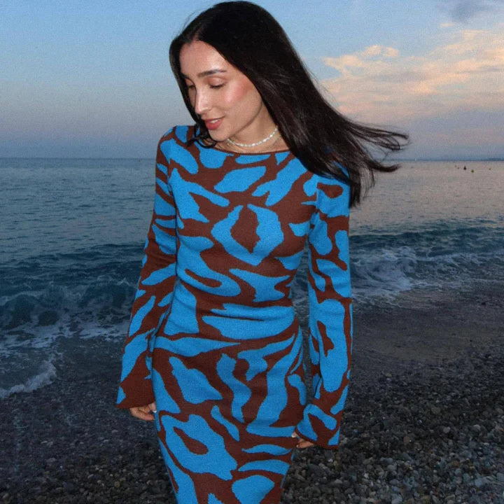 Gabriela | HERFST JACQUARD GEBREIDE JURK