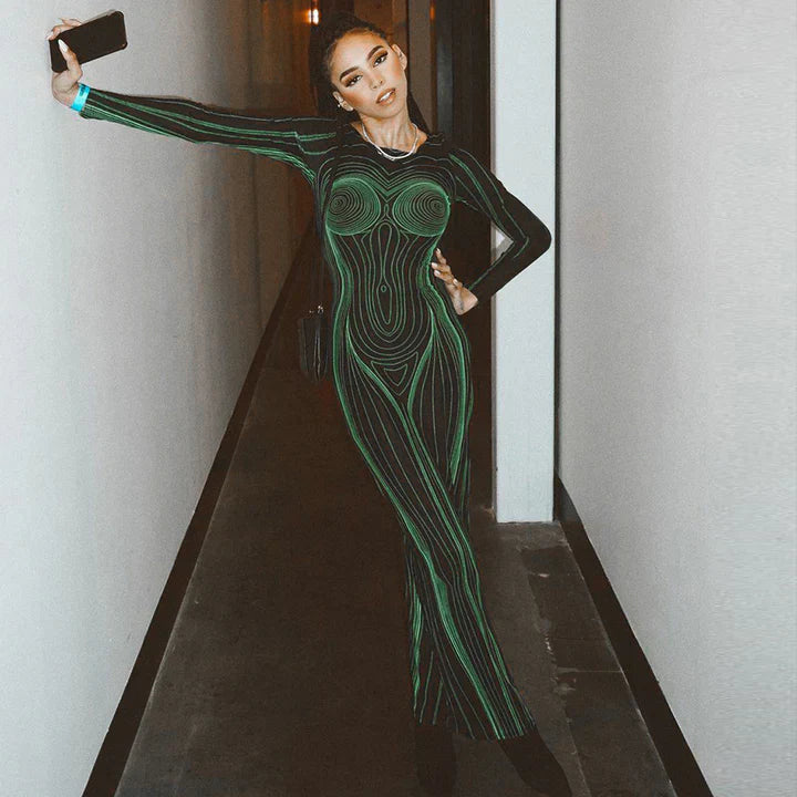 Leilani | DAMES SEXY GEBREIDE JURK MET LANGE ARMOUWEN