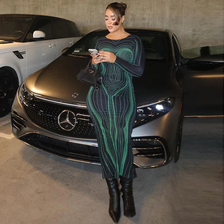 Leilani | DAMES SEXY GEBREIDE JURK MET LANGE ARMOUWEN