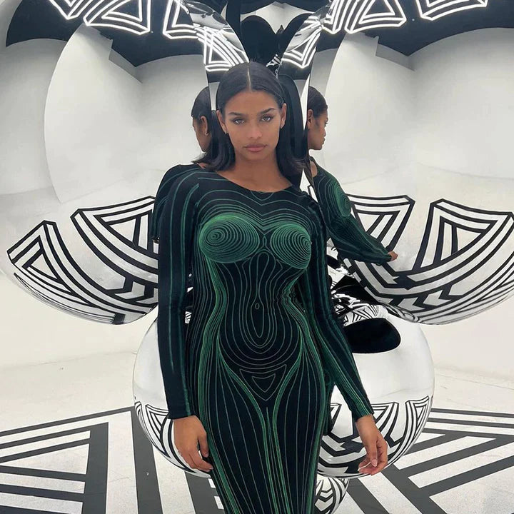 Leilani | DAMES SEXY GEBREIDE JURK MET LANGE ARMOUWEN