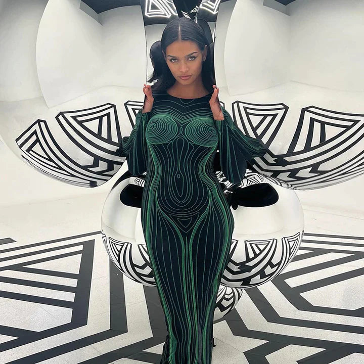 Leilani | DAMES SEXY GEBREIDE JURK MET LANGE ARMOUWEN