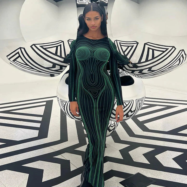 Leilani | DAMES SEXY GEBREIDE JURK MET LANGE ARMOUWEN