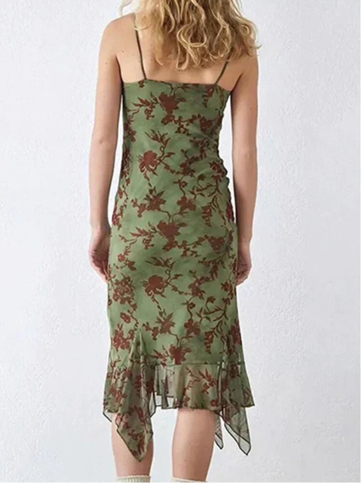 Daisy | DAMES DUBBELLAGIGE MESH KANTEN SLIP MIDI-JURK