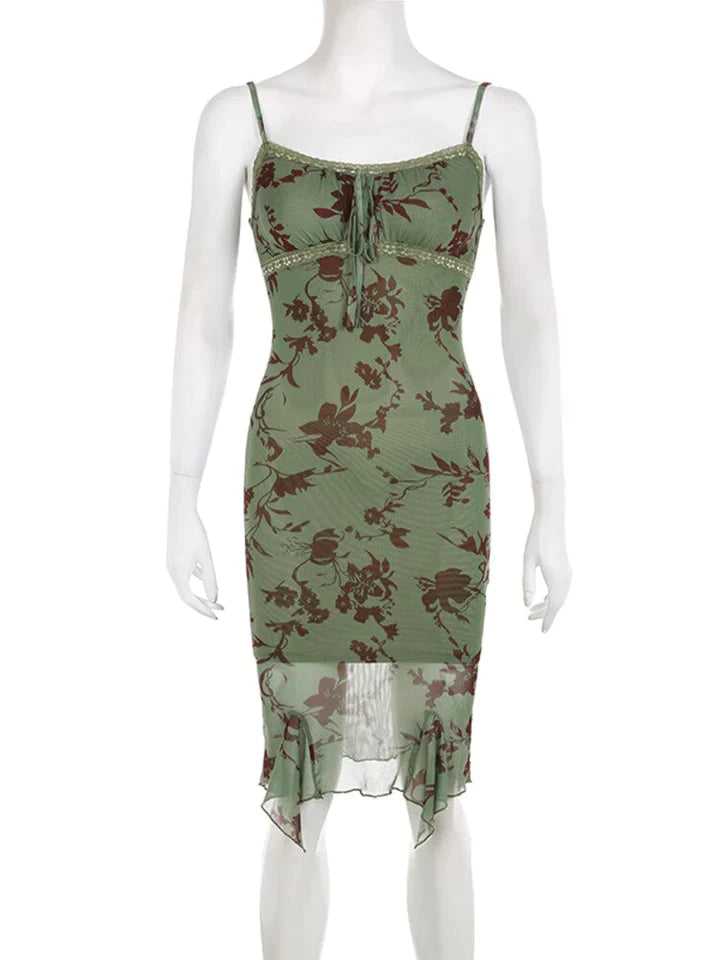 Daisy | DAMES DUBBELLAGIGE MESH KANTEN SLIP MIDI-JURK