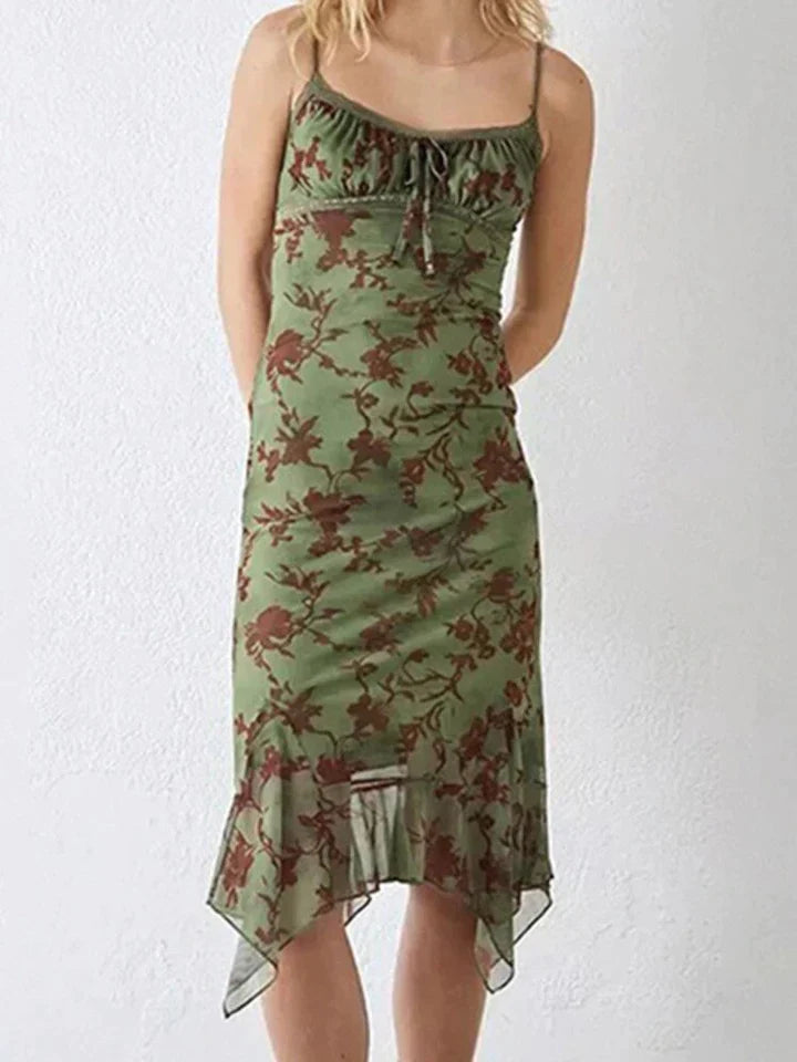 Daisy | DAMES DUBBELLAGIGE MESH KANTEN SLIP MIDI-JURK