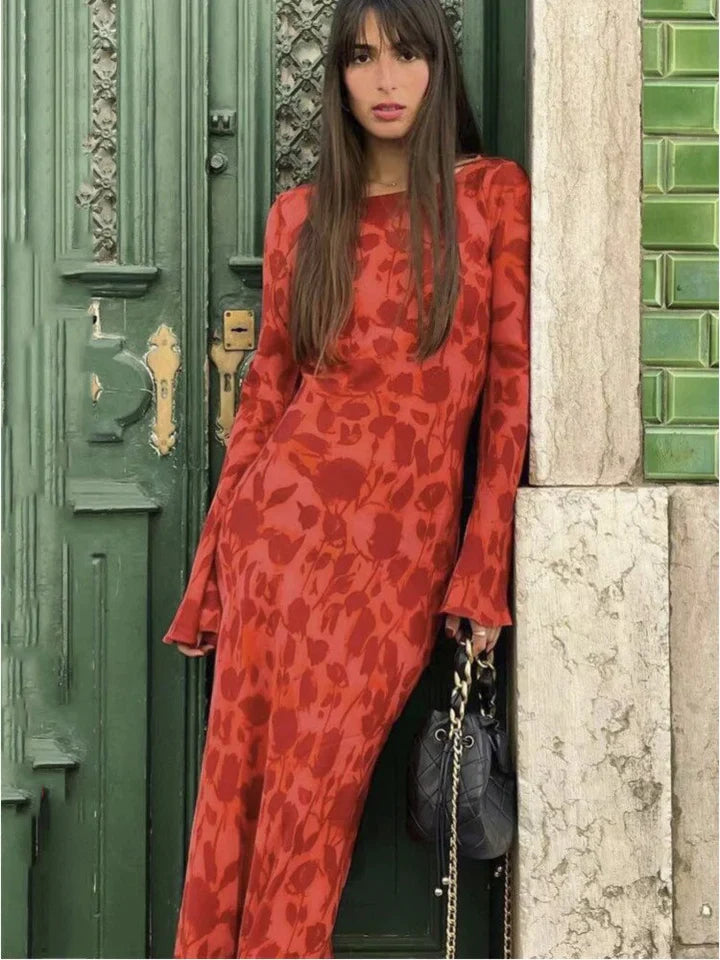 Mylie | DAMES JURK VAN CHIFFON MET BLOEMENPRINT EN WIJDE MOUWEN