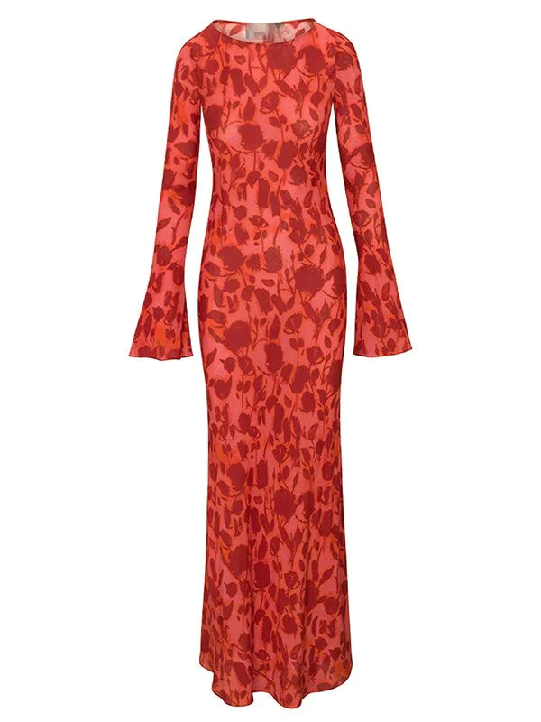 Mylie | DAMES JURK VAN CHIFFON MET BLOEMENPRINT EN WIJDE MOUWEN