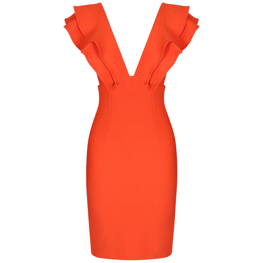 Olivia | Dames diepe V-hals mooie ruches bandage