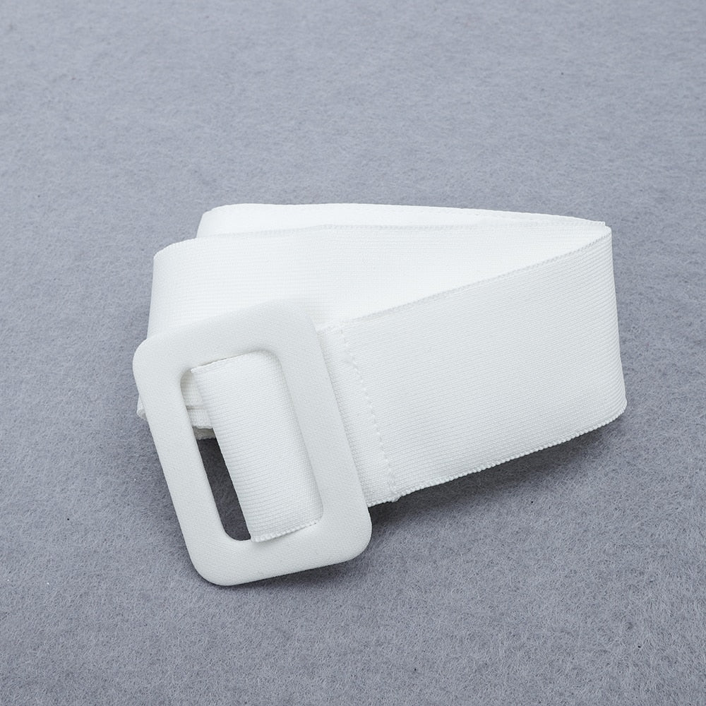 Paityn | Gladde en witte bandage midi-jurk