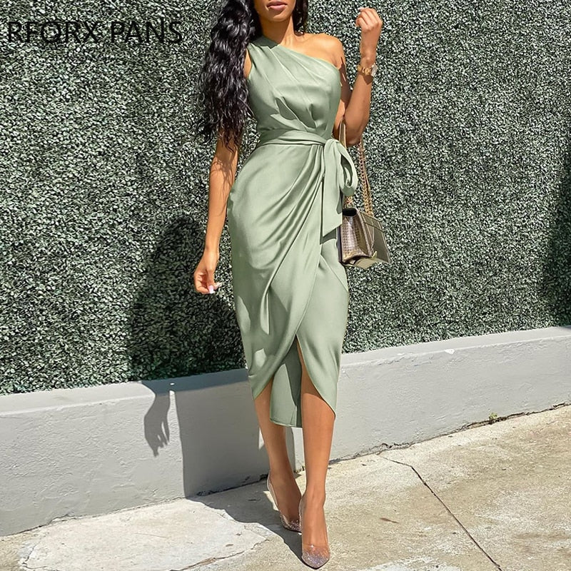 Nina | Asymmetrische mouwloze bodycon damesjurk met één schouder