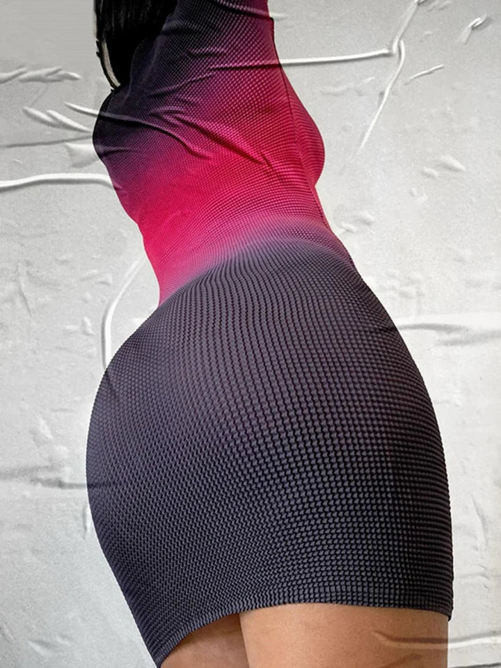 Lindsay | RIPPLE STRETCH GRADIËNT SKINNY MINI-JURK